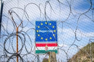 Rastina,,Serbia,-,March,19,,2016:,Eu,Entrance,Roadsign,Blocked