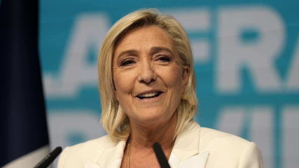 Marine Le Pen on the evening of the European Parliament elections on 9 June 2024
