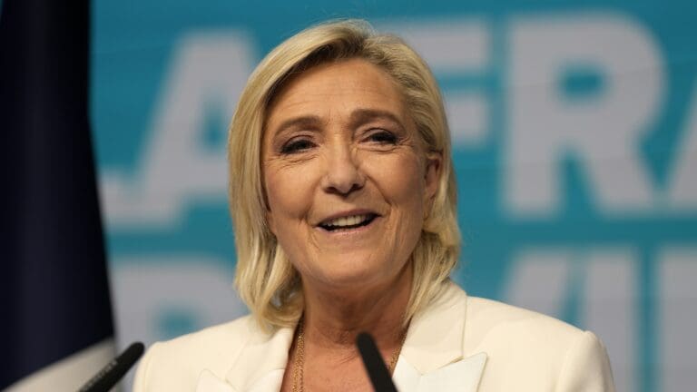 Marine Le Pen on the evening of the European Parliament elections on 9 June 2024