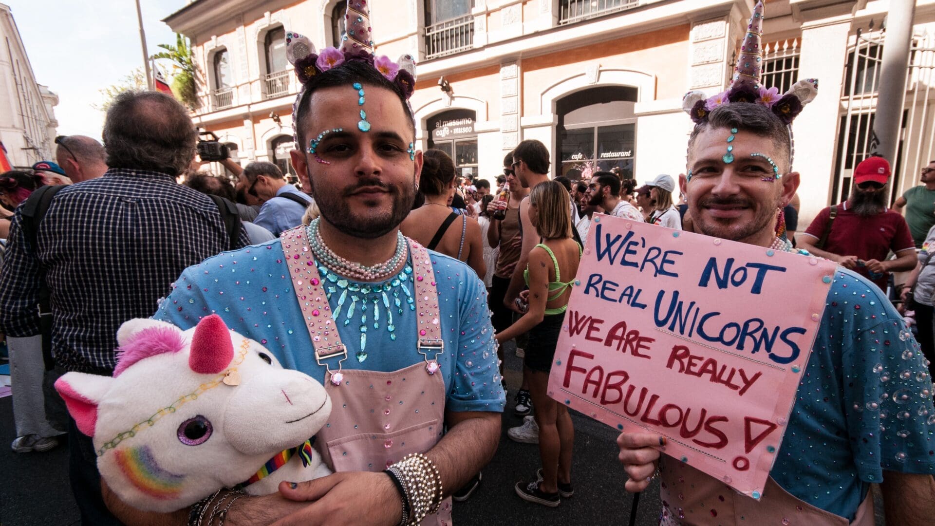 Participants at the Rome Pride on 15 June 2024