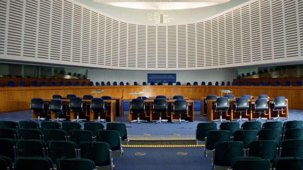 Court room of the European Court of Human Rights in Strasbourg, France