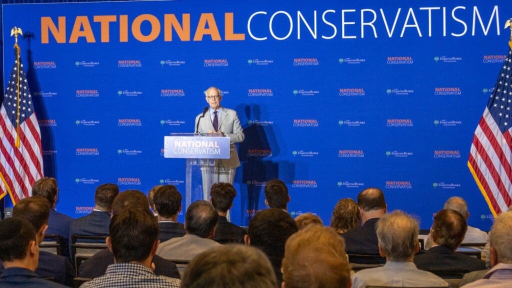 Christopher DeMuth delivers his remarks at the opening of the National Conservatism Conference in Washington, D.C. on 8 July 2024