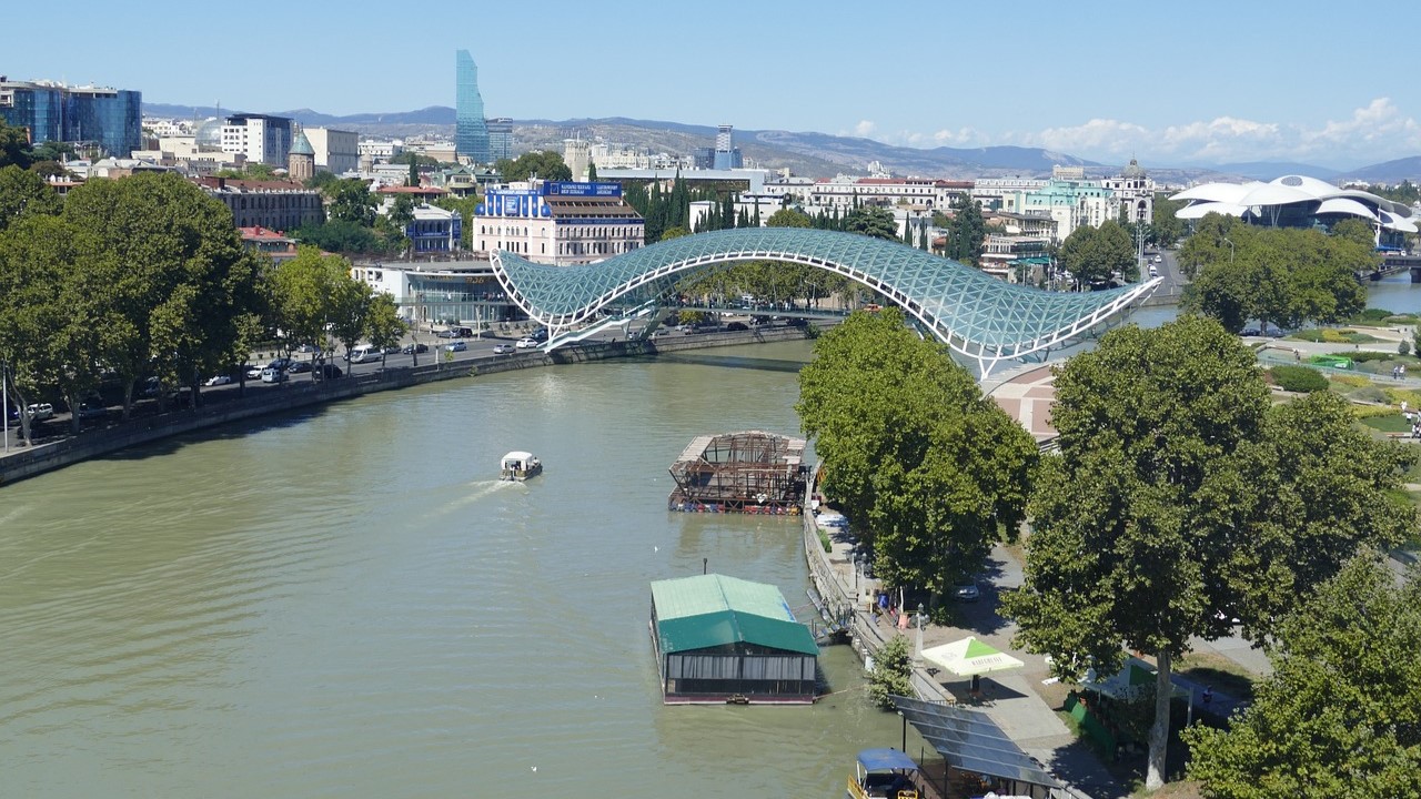 A view of Tbilisi, Georgia with the Mtkvari (Kura) River