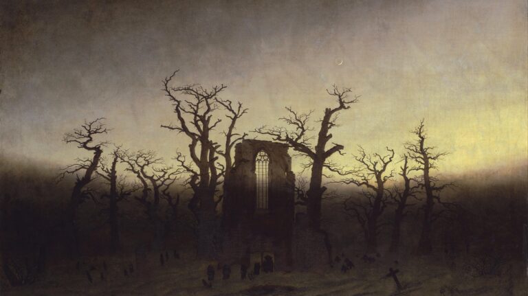 Caspar David Friedrich, The Abbey in the Oakwood (1809–1810). Alte Nationalgalerie, Berlin, Germany