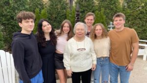 Eva Kazella with her grandchildren in the United States