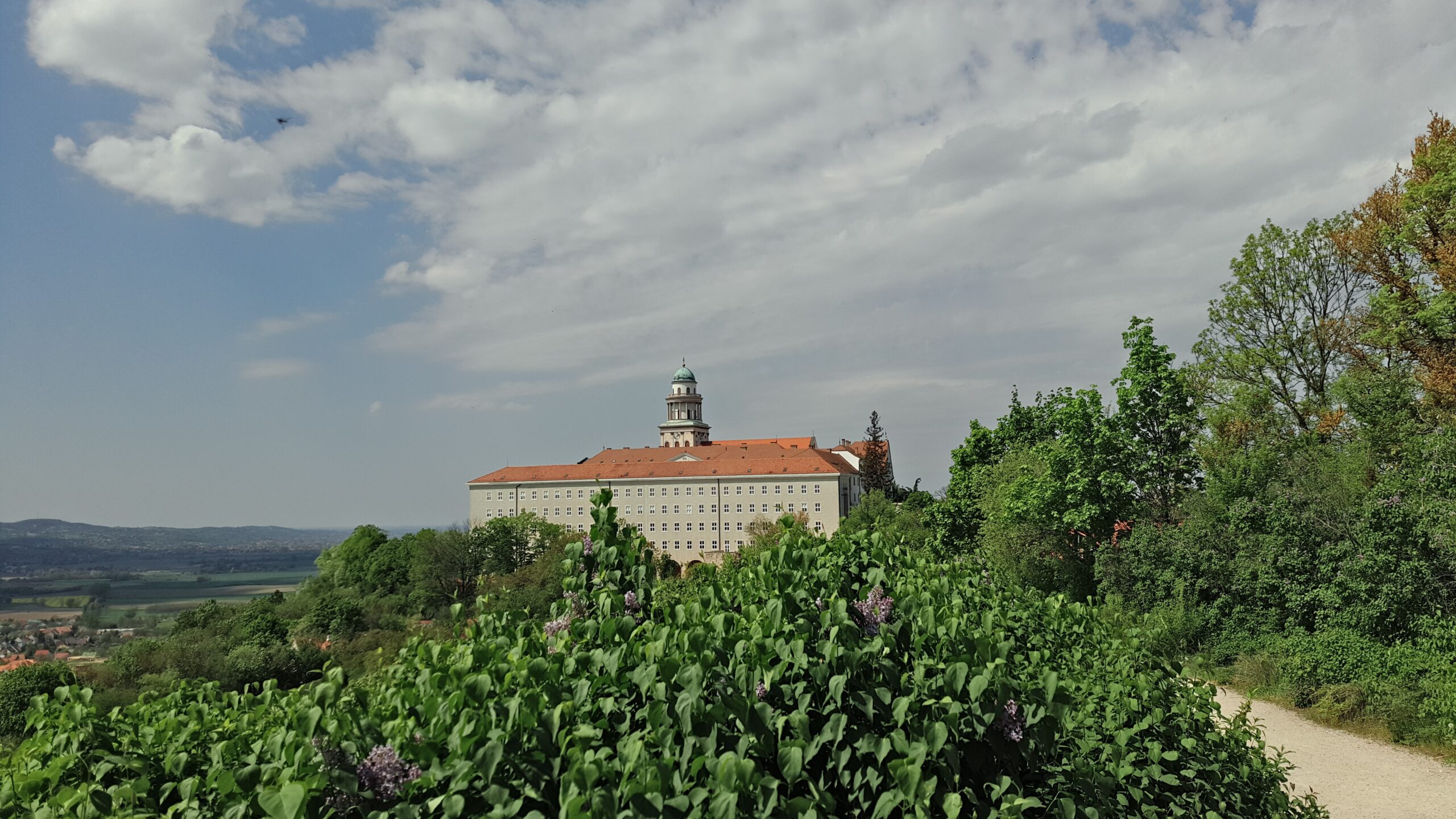 The Pannonhalma Archabbey viewed from a distance