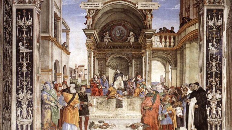 Filippino Lippi, Triumph of St Thomas Aquinas over the Heretics (1489–1491). Basilica di Santa Maria sopra Minerva, Rome, Italy