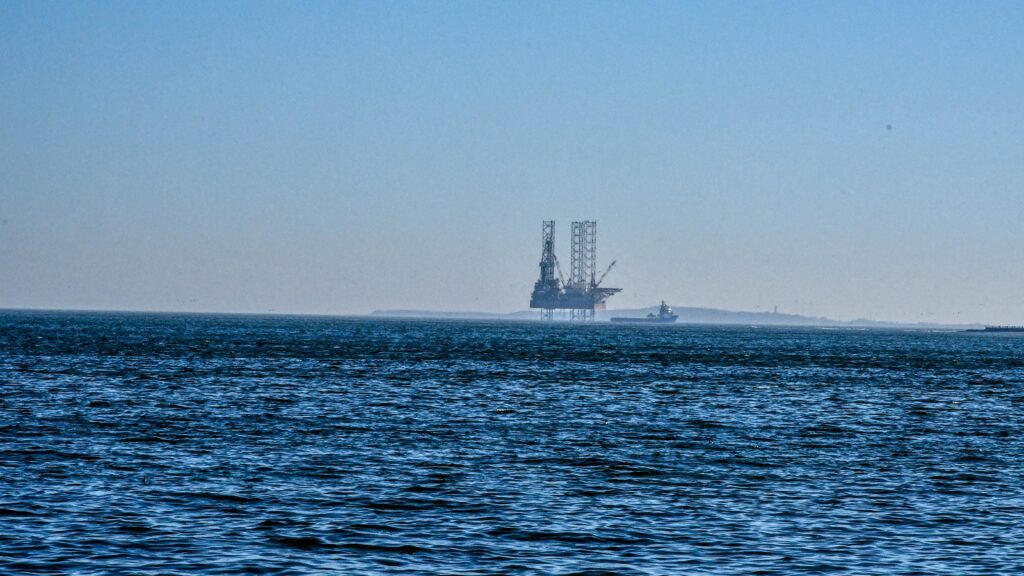 An oil platform in the Caspian Sea