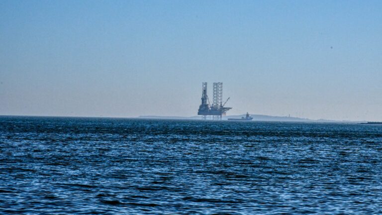 An oil platform in the Caspian Sea