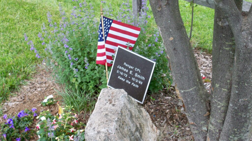 Memorial for Cpl Jamie Smith, who fell in the Battle of Mogadishu, in Rock Spring Park, Schooley's Mountain, NJ