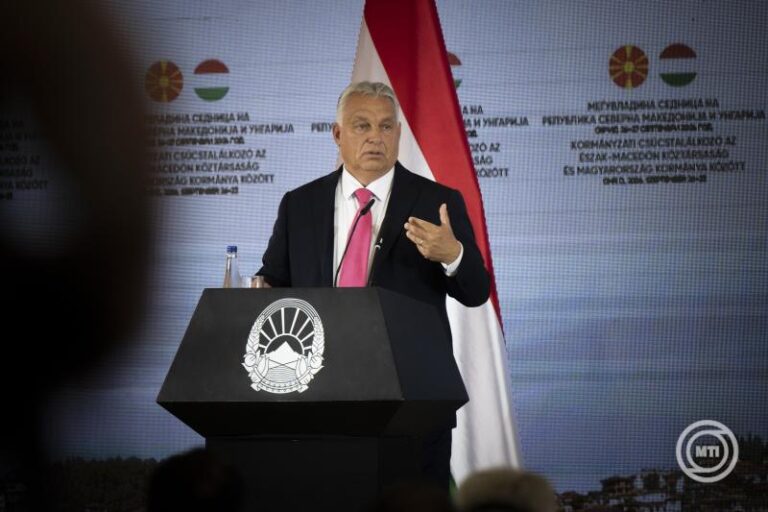 Prime Minister Viktor Orbán speaks following the joint government meeting of Hungary and North Macedonia on 27 September 2024.