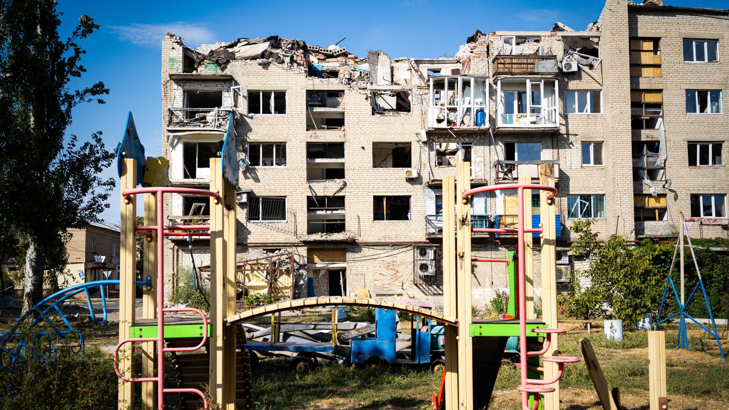 A destroyed building following the Russian bombing in Pokrovsk, Donetsk Oblast, Ukraine on 13 September 2024