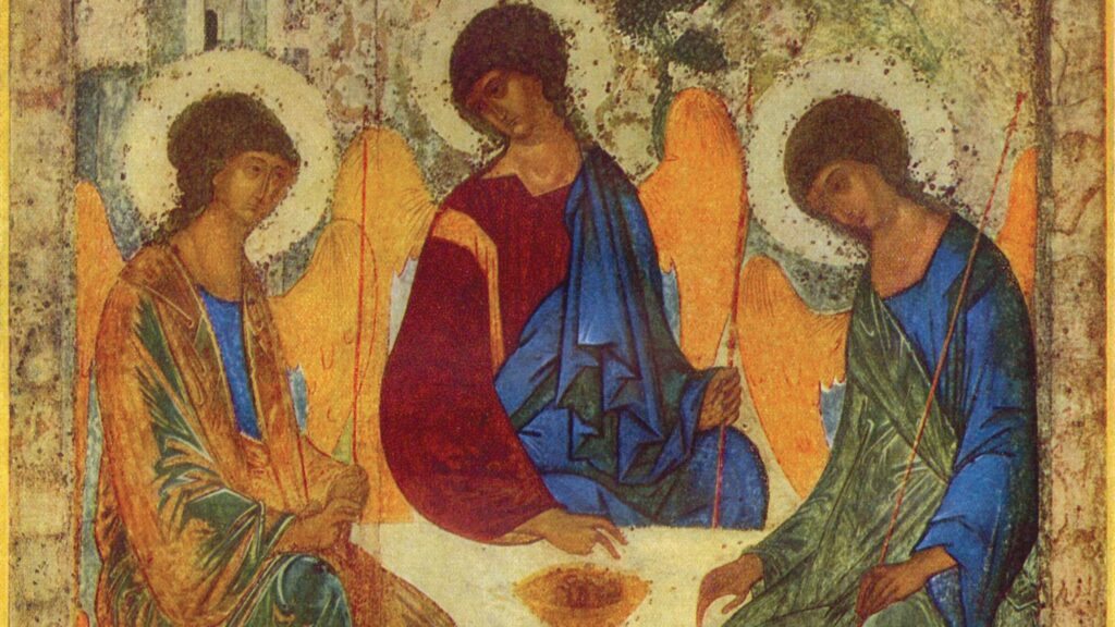 Andrei Rublev, Hospitality of Abraham (c. 1400). Tretyakov Gallery, Moscow, Russia