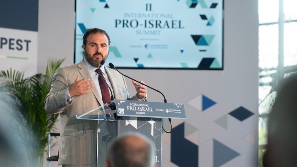 Bryan Leib speaks at the second International Pro-Israel Summit in Budapest, Hungary on 1 October 2024.