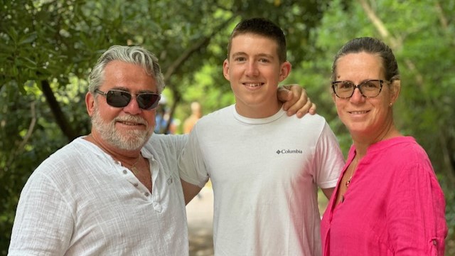 Zsuzsa Csajkás with her husband Ernő and son Kristofer