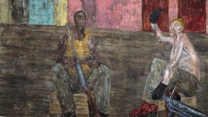 Mercenaries (VI) (cropped) by Leon Golub (1987)