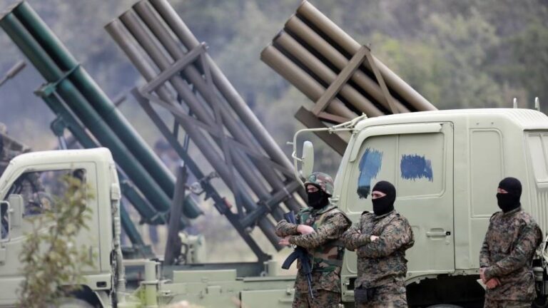 Hezbollah fighters carry out a training exercise in southern Lebanon, on 21 May 2023 ahead of 'Liberation Day', the annual celebration of the withdrawal of Israeli forces from South Lebanon on 25 May 2000.