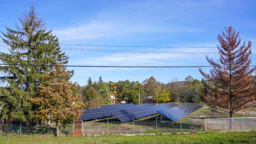 A large solar farm is producing ecological electricity from the sun in Bogacs, Hungary, on November 9, 2023.