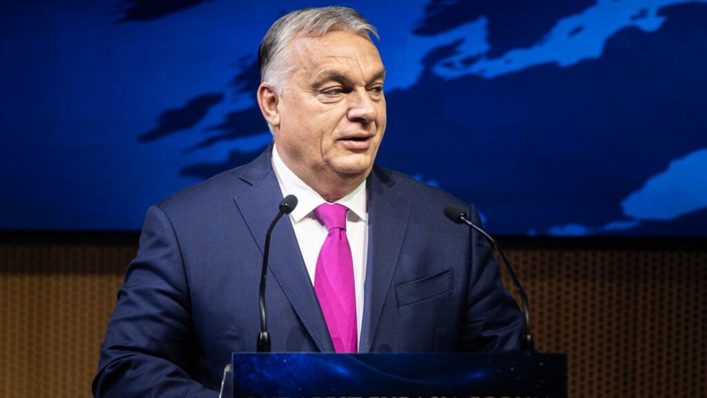 Hungarian PM Viktor Orbán at the Eurasia Forum in Budapest on 21 November 2024