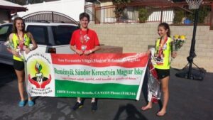 Students of the Reményik Sándor Christian Hungarian School after completing the LA Marathon on 17 March 2024