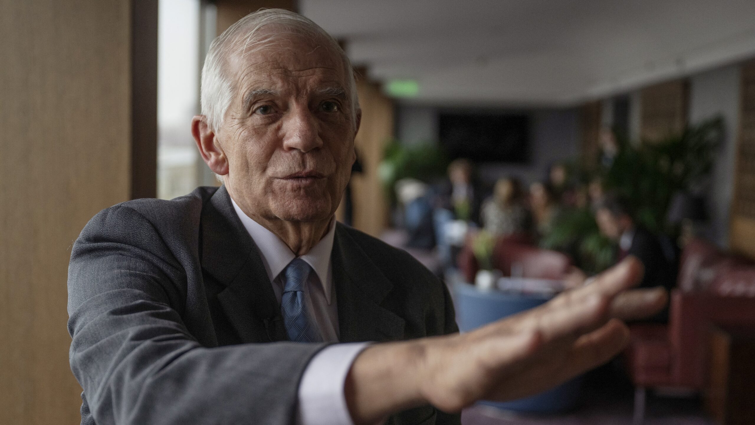 High Representative of the European Union for Foreign Affairs and Security Policy Josep Borrell gestures as he speaks during an interview with AFP in Kyiv on 11 November 2024.