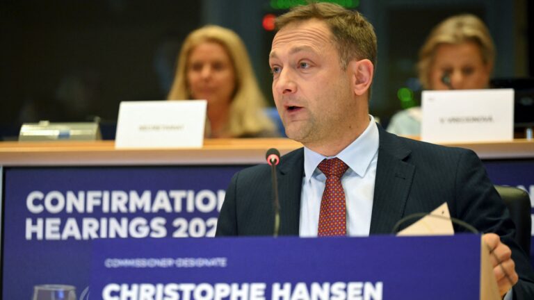 EU Commissioner-designate for Agriculture and Food Christophe Hansen attends his confirmation hearing at the European Parliament in Brussels on 4 November 2024.