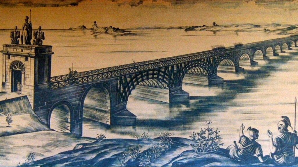 Reconstruction of Trajan’s Bridge across the Lower Danube by engineer E. Duperrex in 1907